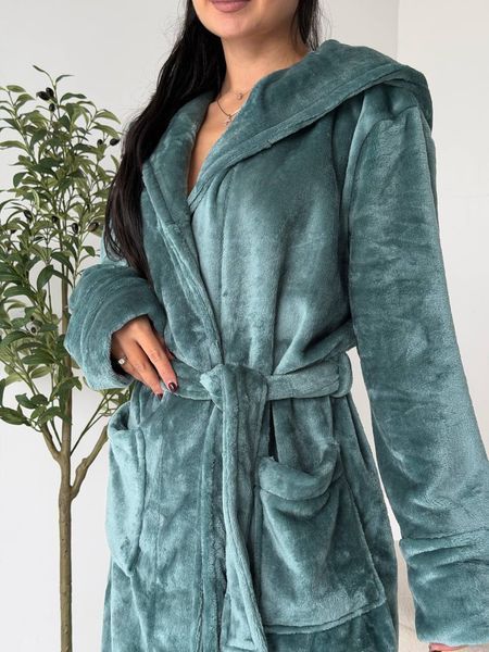 Жіночий халат з шліфованої махри олива , розміри M/L&ndash;4XL 1046_XXL/XXXL фото