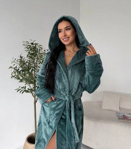Жіночий халат з шліфованої махри олива , розміри M/L&ndash;4XL 1046_XXL/XXXL фото
