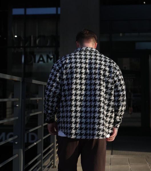 Чоловіча Бавовняна Чорно-Біла Сорочка Оверсайз kl38 XL фото