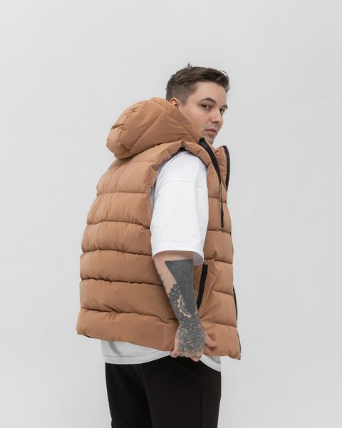 Стильная мужская жилетка S&ndash;XL с капюшоном бежевая Jl4_XL фото