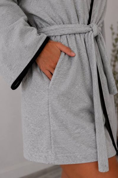 Жіночий велюровий сірий халат кімоно 100% бавовна S/M&ndash;L/XL Код: 1141__S/M фото