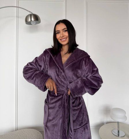 Жіночий махровий халат | Шліфована махра | Подвійний капюшон | M/L&ndash;XL/XXL 1043_3XL/4XL фото