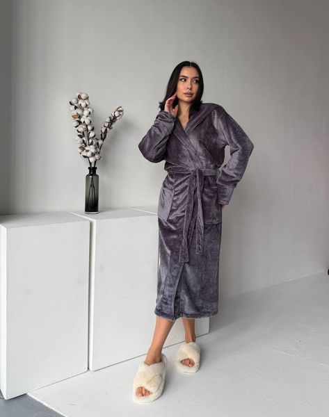 Жіночий махровий халат | Шліфована махра | Подвійний капюшон | M/L&ndash;XL/XXL 1044_3XL/4XL фото