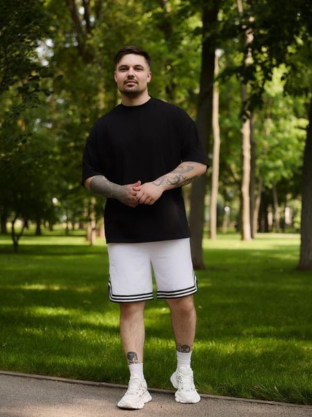 Мужской комплект футболка оверсайз и шорты из хлопка S&ndash;XXXL k27_XL фото
