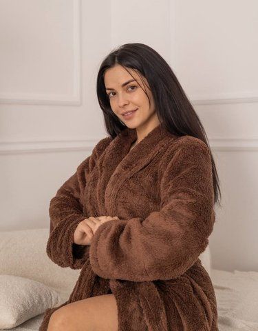 Жіночий халат із махри | Комір шаль | Кишені | S/M&ndash;L/XL Модель 1090 ___M/L фото