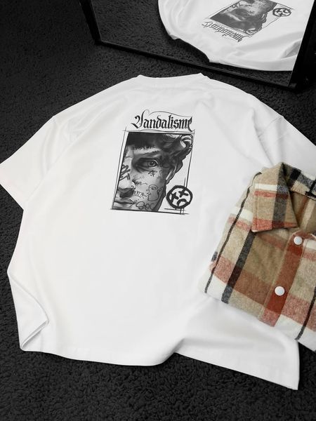 Чоловіча футболка біла базова з бавовни 100% (S&ndash;XL) Fi4KK_S фото