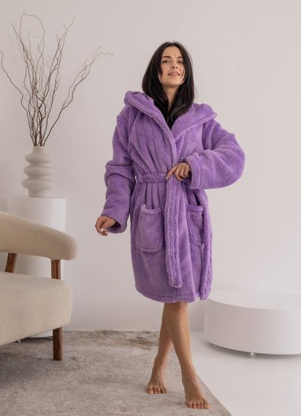 Жіночий халат із махри | Комір шаль | Кишені | S/M&ndash;L/XL | З Капюшоном Модель 1084= ___M/L фото